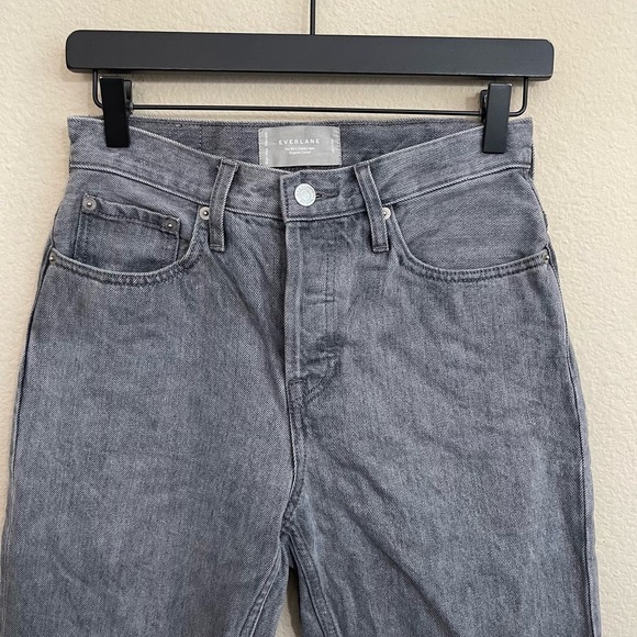 Everlane The '90s Cheeky High-Rise Button-Fly Cropped Denim Jeans Acid Grey 25 - Picture 6 of 15